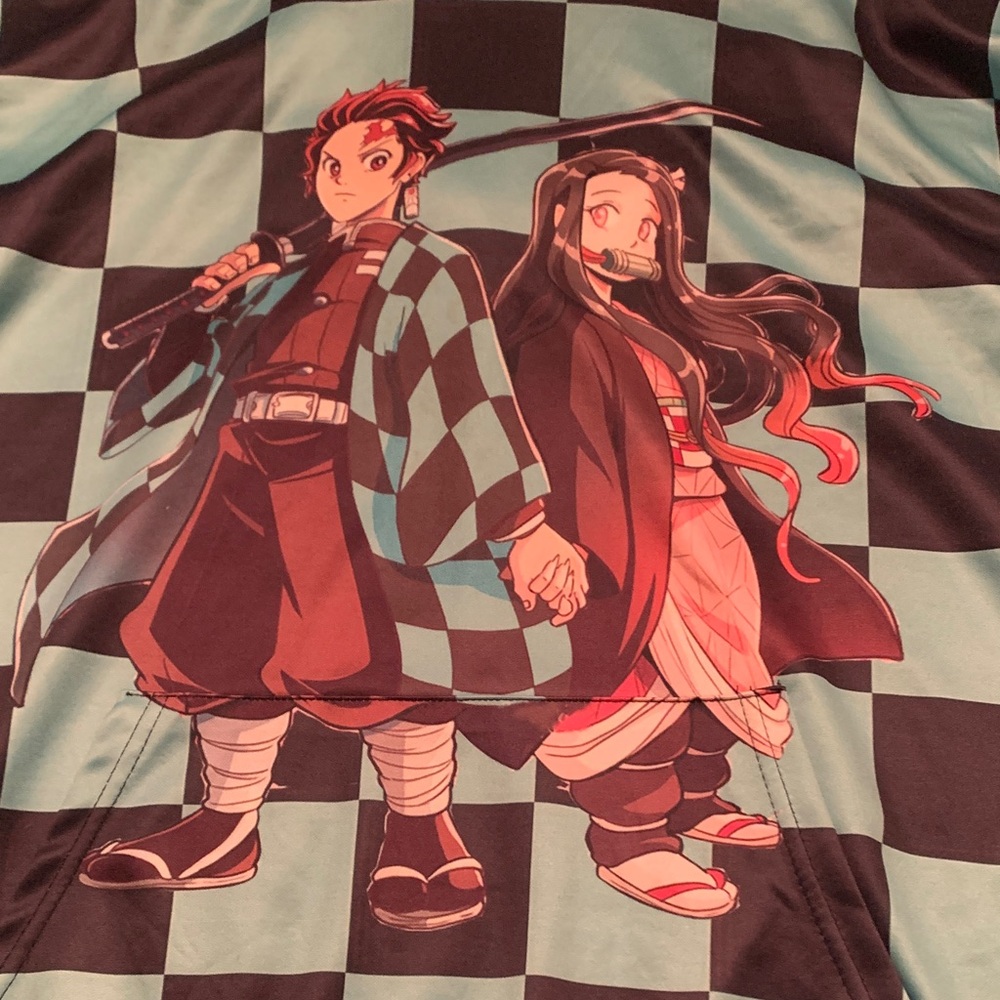 Demon Slayer Nezuko and Tanjiro checkered hoodie Anime